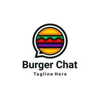 Burgerbrötchen-Kombination mit Chat-Symbol im Hintergrund weiß, Vektorlogo-Design editierbar vektor