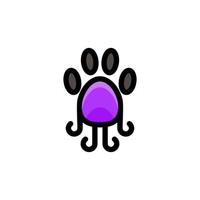 Kombination Pfote Hund und Oktopus im Hintergrund weiß, Vektor-Logo-Design editierbar vektor