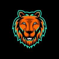 einfaches Maskottchen Logo Design Löwengesicht in Farbe Orange vektor