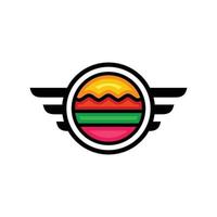 Wing Burger in weißem Hintergrund, Vektor-Logo-Design-Vorlage vektor