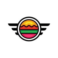 wing burger i vit bakgrund, vektor logotyp formgivningsmall