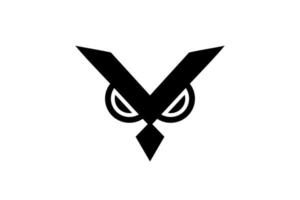 vektor logo design kombination ansikte uggla och bokstaven y med linjekonst stil