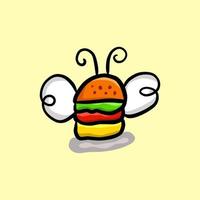 Burger-Kombination und Schmetterling im Hintergrund weiß, Vektor-Logo-Design editierbar vektor