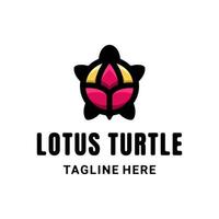 einfaches Maskottchen-Vektor-Logo-Design mit doppelter Bedeutungskombination Schildkröte und Lotus vektor