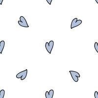 sömlösa mönster. doodle stil handritad. natur, djur och element. vektor illustration. blå hjärtan på en vit bakgrund.
