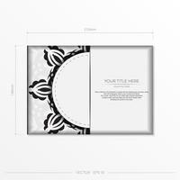 lyxig vit rektangulär vykortsmall med vintage abstrakt mandala prydnad. eleganta och klassiska vektorelement är bra för dekoration. vektor