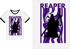 grim reaper lila bakgrund t-shirt design vektor