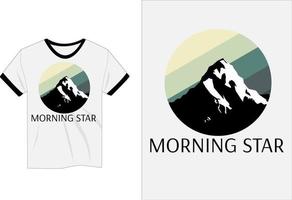 Morgenstern Berggipfel Vintage T-Shirt Design vektor