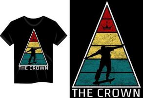The Crown Skateboard Vintage T-Shirt Design vektor