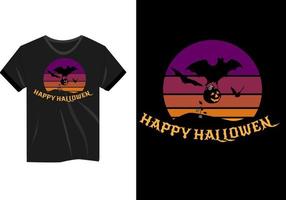 Happy Halloween eine Fledermaus mit einer Jack-O-Laterne-Tasche mit Süßigkeiten-Modell-T-Shirt-Design vektor