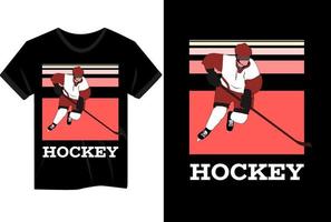 hockeyspelare retro vintage t-shirt design vektor