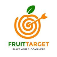 Obst-Zielvektor-Logo-Vorlage. Dieses Design verwendet Orangen- und Pfeilsymbole. geeignet für das Ernährungsgeschäft. vektor