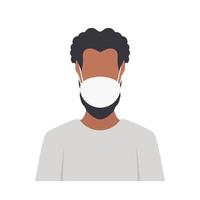 afroamerikanischer Junge in Maske. ein schwarzer Mann in einer Atemschutzmaske. Vektor. vektor