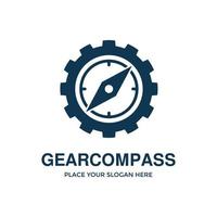 Zahnrad-Kompass-Vektor-Logo-Vorlage. Dieses Design verwendet ein Navigationssymbol. vektor