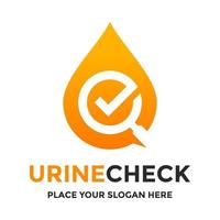 Urin-Check-Vektor-Logo-Vorlage. Dieses Design verwendet ein Lupensymbol. zur Analyse geeignet. vektor