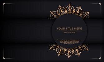 svart banderoll med lyxiga ornament och plats för din text. inbjudningskort design med vintage mönster. vektor