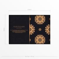 vorgefertigtes Postkartendesign mit abstraktem Vintage-Mandala-Ornament. schwarz-gold luxuriöse farben. kann als Hintergrund und Tapete verwendet werden. elegante und klassische Vektorelemente vektor