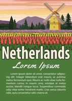 Nederländerna landmärke broschyr i typografi vintage färg design, reklam konstverk vektor