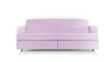 realistisches vektorrosa Sofa. rosa Sofa isoliert auf weißem Hintergrund. Innenarchitekturelement. vektor