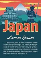 Japan-Wahrzeichen-Broschüre in Typografie-Vintage-Farbdesign, Werbegrafik vektor