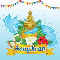 idee kunst dekorativ des song kran day berühmtes festival von thailand loas myanmar und kambodscha, neues jahr, konzeptdesign vektor