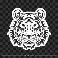 lejonets ansikte består av mönster. tigerhuvudtryck. för t-shirts, telefonfodral och muggar. vektor illustration.