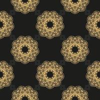 chinesischer schwarzer und gelber abstrakter nahtloser Vektorhintergrund. Tapete in einer Vorlage im Vintage-Stil. indisches florales Element. Ornament für Tapeten, Stoffe, Verpackungen und Papier. vektor