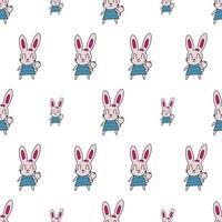 nahtloses Muster. lustiger Hase. Kaninchen mit rosa Schleife. geeignet für Hintergründe, Postkarten und Geschenkpapier. Vektor. vektor