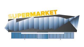 großer moderner Supermarkt isoliert auf weißem Hintergrund. stilvoller Supermarkt-Vektor. vektor