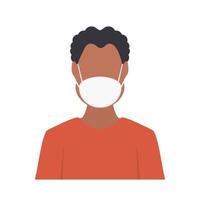 afroamerikanischer Junge in Maske. ein schwarzer Mann in einer Atemschutzmaske. Vektor. vektor