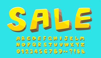 Comic-Schriftart Alphabet der Karikatur 3d. vektor