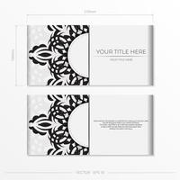 lyxig vit rektangulär vykortsmall med vintage abstrakt mandala prydnad. eleganta och klassiska vektorelement redo för tryck och typografi. vektor