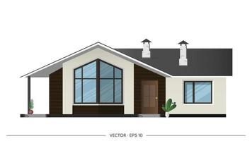 modernes Haus, Villa, Ferienhaus, Stadthaus mit Schatten. architektonische Visualisierung der Hütte draußen. realistische Vektorillustration. vektor