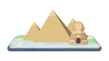karta i smartphonen. egyptiska pyramider på kartan. vektor. vektor