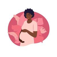 Porträt afrikanische schwangere Frau im Kleid auf weißem Hintergrund. Gesundheit, Pflege, Schwangerschaft. Vektor-Illustration. eben vektor