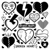 doodle brutet hjärta element samling gratis vektor
