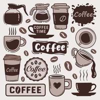 Doodle Kaffee-Element-Sammlung kostenloser Vektor