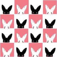 svart vit rosa kanin schackbräde bakgrund vektor
