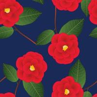 röd camellia blomma på indigo blå bakgrund. vektor illustration