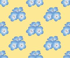 nemophila baby blaue augen blume auf gelbem hintergrund vektor