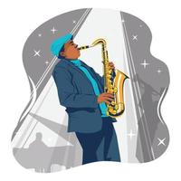 Jazz-Saxophon-Spieler-Konzept vektor