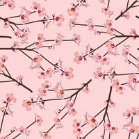 momo persika blomma blomma sömlös på rosa bakgrund vektor