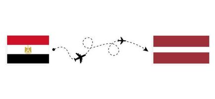 flyg och resor från Egypten till Lettland med resekoncept för passagerarflygplan vektor