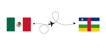 flyg och resor från Mexiko till Centralafrikanska republiken med resekoncept för passagerarflygplan vektor