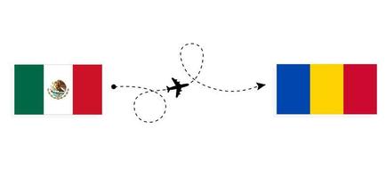 Flug und Reise von Mexiko nach Moldawien mit dem Reisekonzept für Passagierflugzeuge vektor