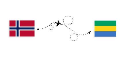 Flug und Reise von Norwegen nach Gabun mit dem Reisekonzept des Passagierflugzeugs vektor