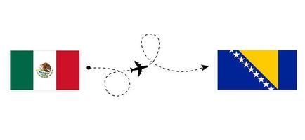 Flug und Reise von Mexiko nach Bosnien und Herzegowina mit dem Reisekonzept des Passagierflugzeugs vektor