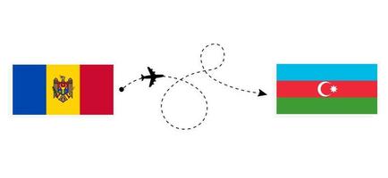 Flug und Reise von Moldawien nach Aserbaidschan mit dem Reisekonzept für Passagierflugzeuge vektor