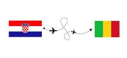 flyg och resor från Kroatien till Mali med passagerarflygplan vektor