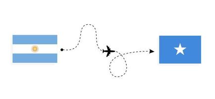 flyg och resor från argentina till somalia med passagerarflygplan vektor